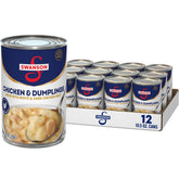 Swanson S front packaging showing chicken and dumplings for quick meals