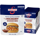 Swanson pouch front packaging showing hickory smoked BBQ and convenience benefit