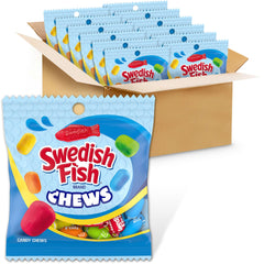 swedish fish front of bag showing branding and colorful chews for easy identification