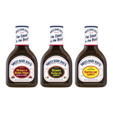 Sweet Baby Ray's three-bottle pack front view showing variety and convenience