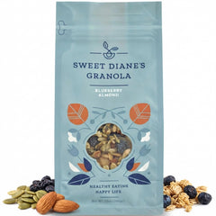Sweet Diane's front packaging showing blueberry almond flavor and benefits