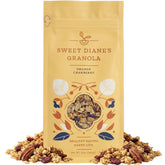 Sweet Diane's front packaging showing 12 oz bag and orange cranberry flavor for pantry-ready convenience