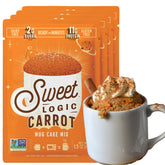 Sweet Logic front packaging showing carrot cake mix and low-sugar benefit