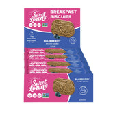 Sweet Loren's front packaging showing blueberry biscuits and convenient caddy benefits