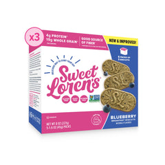 Sweet Loren's front packaging showing blueberry biscuits and portion count