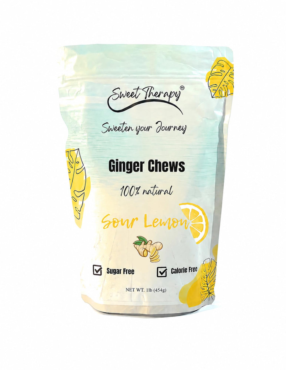 Sweet Therapy front packaging showing 1 lb bag and sour lemon ginger benefit