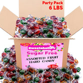 Sweetaholic front packaging showing 6 lb bag and colorful fruit candies benefits easy stocking