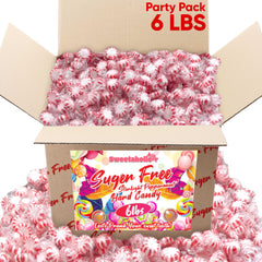 Sweetaholic front packaging showing the 6-pound bulk peppermint carton and brand clarity