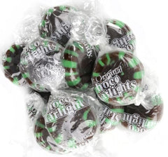 SweetGlob front packaging showing bag and red-white swirl mints for easy serving