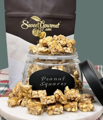 SweetGourmet peanut squares in a bowl ready for serving and quick snacking
