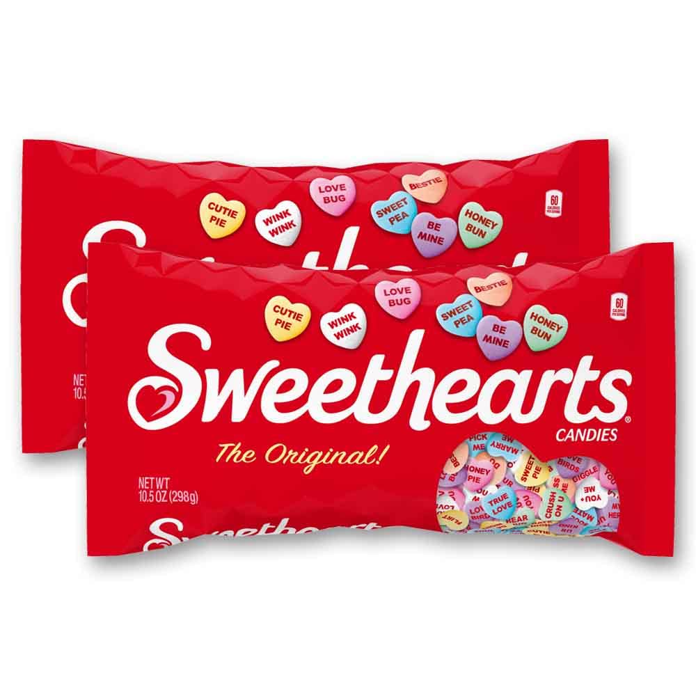 SWEETHEARTS front of bag showing bulk 10.5 oz pillow packaging and easy storage