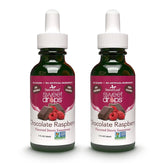SweetLeaf front packaging showing chocolate raspberry flavor and compact bottle benefit