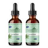 SweetLeaf front packaging showing two 2 fl oz bottles and product benefit