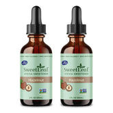 SweetLeaf front packaging showing two 2 fl oz bottles and benefits
