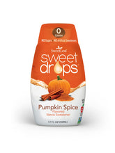 SweetLeaf bottle front packaging showing pumpkin spice flavor and zero-calorie benefit