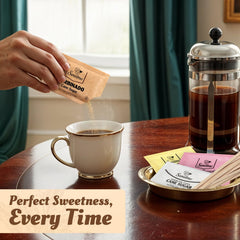 Sweetmo packets spread on table showing assortment, making guest selection easy