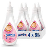 Sweet'N Low strawberry front packaging showing four 8 oz bottles and label benefits