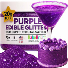 Sweets & Treats Boutique jar front showing purple edible glitter and benefits