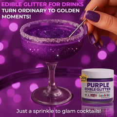 Sweets & Treats Boutique close-up texture of purple edible glitter showing fine shimmer