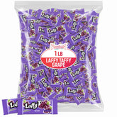 SWEETSIDE CANDY CO. front packaging showing 1 lb bulk grape taffy, convenient and colorful