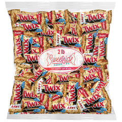 SWEETSIDE CANDY CO. front packaging showing 2 lb bulk Twix for easy stock-up