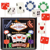 Sweetzo front packaging showing 24-count casino lollipops, great for parties