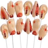 Sweetzo front packaging showing 12-count spooky lollipops with bright branding and benefit of easy distribution