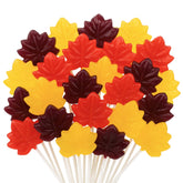 Sweetzo front packaging showing 24 autumn leaf lollipops, festive look