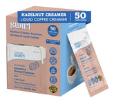 Swirl front packaging showing 50-pack and hazelnut flavor benefit convenience
