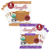 Swoffle front packaging box showing flavor variety and certifications