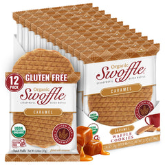 Swoffle front packaging showing organic gluten-free label and benefit for clean ingredients