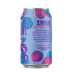 Swoon Swoonberry poured into glass with ice demonstrating crisp, fizzy refreshment