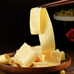 SXET close-up of dried tofu skin texture highlighting layers and bean aroma