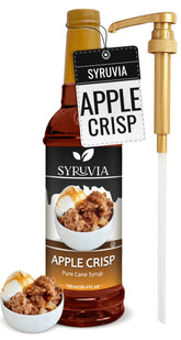 SYRUVIA front label showing apple crisp flavor and volume, clarifying product identity