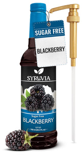 SYRUVIA front label showing bottle and blackberry flavor, clear brand visibility and benefit