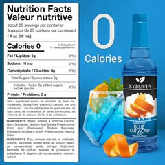 SYRUVIA poured into a cocktail adding vivid blue color and citrus flavor quickly