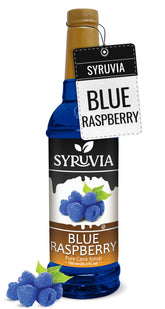 SYRUVIA front label showing product identity and bold blue color benefit
