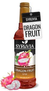 Syruvia bottle front view showing dragon fruit syrup and vibrant color benefit