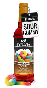 SYRUVIA front bottle showing sour gummy label and vibrant color benefit clarity