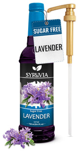 SYRUVIA front label bottle showing lavender flavor and pump for clear identification