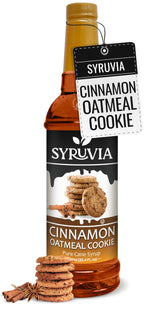 SYRUVIA front label showing cinnamon oatmeal cookie flavor and benefits