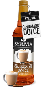 SYRUVIA front packaging showing cinnamon dolce label and usable size benefit