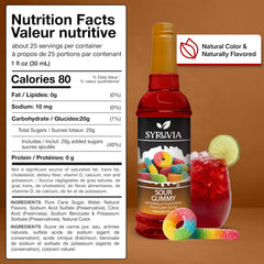 SYRUVIA label detail highlighting ingredients and Kosher certification benefit