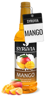 SYRUVIA front bottle view showing label and bright mango benefit