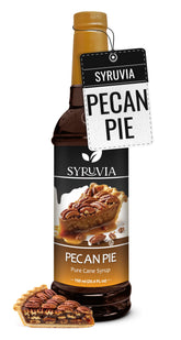 Syruvia pecan pie front packaging showing bottle and flavor benefit