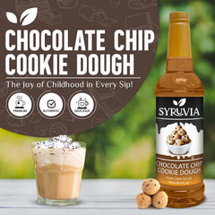 SYRUVIA pouring syrup stream into cup demonstrating smooth blend benefit