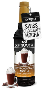 SYRUVIA front label showing chocolate mocha flavor and bottle details for clear choice