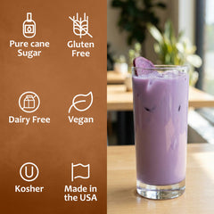 SYRUVIA label detail emphasizing ingredients and Kosher certification for quality assurance