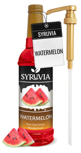 SYRUVIA bottle front view showing watermelon label and volume, highlighting flavor clarity
