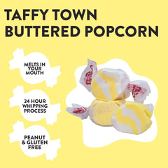 Taffy Town individually wrapped buttered popcorn piece, convenient and portable snack
